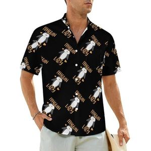 Pinguïn Lady herenhemden korte mouwen strandshirt Hawaiiaans shirt casual zomer T-shirt L