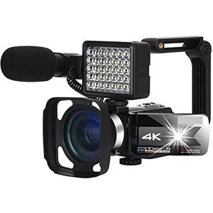 Videocamera Camcorder Video Camcorder 4K WiFi Vlogging Camera Night Vision 5 6MP Schoonheidslicht touchscreen vlogging for webcamcamera Multifunctionele vlogcamera(64GB SD Card,K1 Gray Camera Kit)