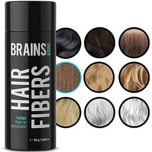 Brains & Son Strooihaar, premium haarverdichting/strooihaar met direct effect bij geheime haarhoeken, haaruitval en licht haar, haarpoeder, 25 g (lichtbruin)