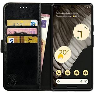 Rosso Element Book Case Wallet Hoesje Geschikt voor Google Pixel 7 | Portemonnee | 3 Pasjes | Magneetsluiting | Stand Functie | Zwart