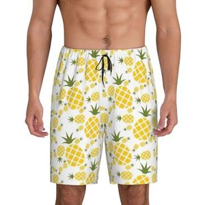 Heren Ananas.. Print Lounge Shorts Pyjama Bottoms Nachtkleding Shorts Kerst Shorts Losse Sportbroek, Zwart, M