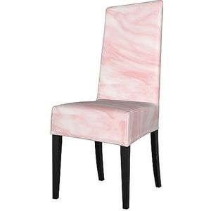 KemEng Stoelhoezen, stoelhoezen, marmerpatroon, wit en roze marmer, stretch eetkamerstoelhoes, stoelhoes voor stoelen
