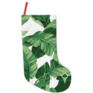 CKGODGF Leuke groene palmbladeren print 45 cm grote kerstkous, open haard opknoping kousen, voor vakantie decoratie-1 stuk