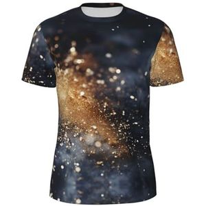 Sport-T-shirt voor heren, met paillettenpatroon, ademend, koel en droog mesh, basislaag, tops met korte mouwen, hardlooptop, gymshirt, Zwart, S