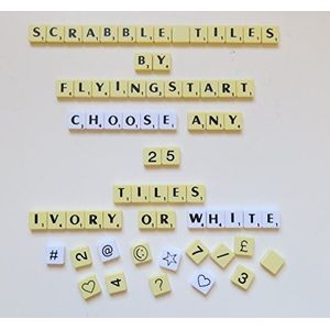 Flyingstart Pick and Mix White Letter tegels past Scrabble spel - Kies je eigen Letters (Pack van 25)