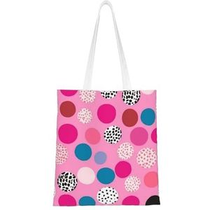 GFLFMXZW Crazy Pink Polka Dots Print Canvas Tote Bag Herbruikbare Boodschappentas Esthetische Handtas Schoudertas Voor Vrouwen Meisjes, Zwart, One Size, Zwart, One Size