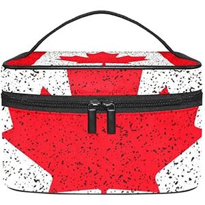 Canada vlag rode esdoornblad make-up organizer tas, reizen make-up tas organizer case draagbare cosmetische tas voor vrouwen en meisjes toiletartikelen, Meerkleurig, 22.5x15x13.8cm/8.9x5.9x5.4in