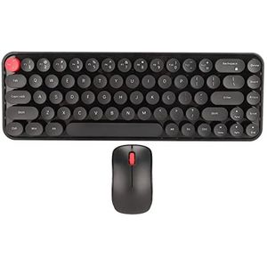 Typewriter Keyboard Mouse Combo, Afneembare Keycaps DPI Verstelbaar, 2.4GHz Stabiele Transmissie, 68 Toetsen, Retro Typewriter Keyboard, Retro voor PC (Zwart)