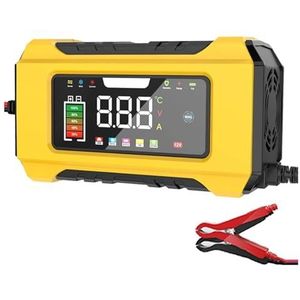 Grote Scherm Kleurrijke 6A 12V Slimme Auto Motorfiets Acculader Loodaccu Slimme Pulsreparatie Snellaadapparaat Gebruiksvriendelijk(Yellow)