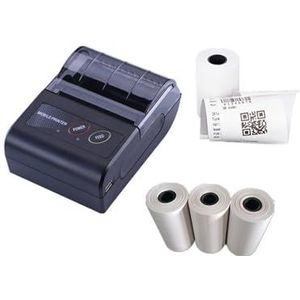 Draagbare Printer, Draadloze Draagbare Bluetooth-ontvangstprinter 58mm 2 ""Bluetooth Thermal Printers Label Maker for winkels Mini Bill Printer Supplies(Add 3 Rolls Paper)
