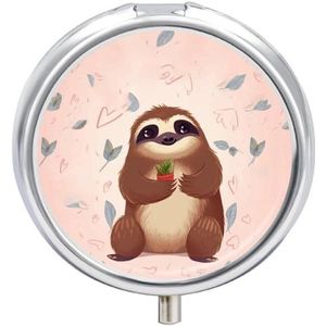 Pillendoos Draagbare Leuke Luiaard Pil Organizer Reizen Pil Case voor Pocket Of Portemonnee Geneeskunde Pil Container met Spiegel 3 Compartimenten Dagelijkse Geneeskunde Organizer