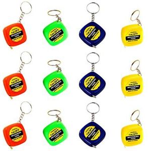 NUOBESTY 12 stuks meetlint sleutelhanger mini inschuifbaar meetlint sleutelhanger voor kinderen verjaardag gastgeschenken