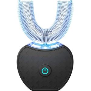 JT2D Ultrasone automatische tandenborstel, 360° automatische tandenborstel, elektrische tandenborstel, 3 modi, U-vorm, draadloos opladen, zwart