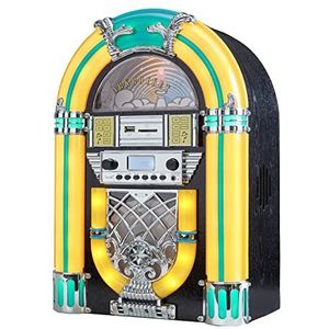Arkrocket Athena Mini Jukebox/Tafelblad CD-speler/Bluetooth Speaker/Radio/USB en SD-kaartspeler met Retro LED Verlichtingssysteem