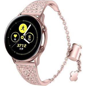 Dameshorlogeband for Samsung Galaxy Horloge 4 Klassieke 46mm 42mm Diamond roestvrij stalen band Compatibel met Active 2 40mm 44 mm Polsarmband (Color : Pink, Size : Galaxy watch 3 41mm)