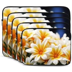 Geel Oranje Wit Bloemen Print Laptop Sleeve Case Draagbare Computer Tas Draagtas Kleine Laptop Tas voor Vrouwen Mannen 15 inch