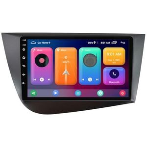 Dubbele DIN Android 14 autoradio voor Seat Leon 2 MK2 MK 2 2005-2012 9 Duim QLED Touch screen-met Draadloze Carplay Android Auto GPS navigatie 4G WiFi Stuurwielbediening achteruitrijcamera(RHD,P3 WIFI