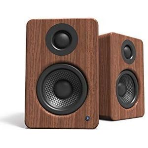Kanto Desktopluidsprekers met YU2WALNUT-voeding | 3"" composietdrivers | 3/4"" Silk Dome Tweeter | Klasse D-versterker | 100 watt | Ingebouwde USB DAC | Subwooferuitgang | WALNUT | Paar