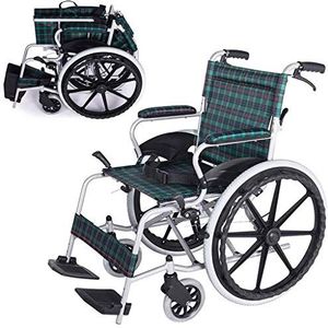 Rolstoel handmatig, aluminiumlegering opvouwbaar met dubbele rem, niet-pneumatische band, verstelbaar voetpedaal, gehandicapten/ouderen, duwscooter, draagbaar