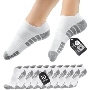 HELDENWERK Sneakersokken voor dames en heren, 10 paar, korte sportsokken van ademend katoen, uniseks loopsokken set, 10 x wit., 35/38 EU