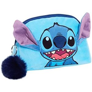 Stitch Make Up Tas voor Vrouwen Meisjes Disney Potlood Case Dubbelzijdig Fluwelen Cosmetische Toiletartikelen Tas Reizen Accessoire Gift, Blauw, Eén maat, Make-up tas