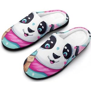 Kleurrijke Regenboog Eenhoorn Panda Katoenen Slippers Voor Vrouwen Warme Anti-Slip Rubber Zool Huis Schoenen Voor Indoor Hotel 9-10 (40-41)