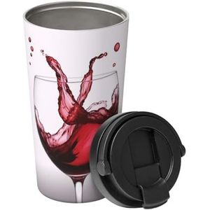 VTCTOASY 3D Rode Wijn Hart Print Koffie Mok Met Lekvrij Deksel Geïsoleerde Koffie Cup Rvs Reizen Mok Voor Thuis Outdoor 17oz