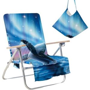 Kleine klapstoel handdoekhoes met zijzakken, microvezel zwembadhanddoekhoes dik en sneldrogend strandstoelhoes for buitenzwembad strandtuin zonnebaden(Color:Blue12)