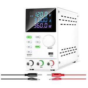 Desktopvoeding Programmeerbare Gereglementeerde DC Voeding Met Usb-poort Opslag Data Spanning Stroomregelaar 30V 10A 60V 120V 200V Kortsluitbeveiliging, bescherming tegen overbelasting(Color:SPPS1203D