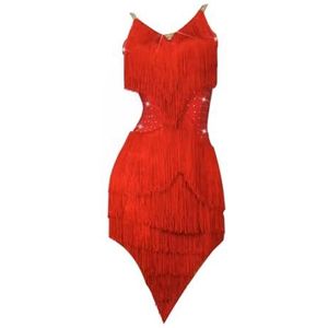 Jurken Voor Latin Dans Wedstrijden Met Franjes Mouwloze Tango Optreden Kostuums Voor Dames Bretels Salsa Ballroom Danskleding Rok Voor Rumba Cha Cha,C,L