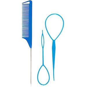 Haar Staart Gereedschap Loop Tool Set Met Franse Vlecht Loop Kam Vlechten Kam Gemakkelijk Styling Zwart Vlechten Quick Styling