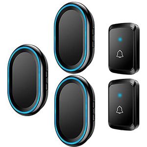 Deurbel, Waterproof Plug-In Wireless Doorbell 1000 feet 58 Tunes 4-Level Volume 5-Pack Multicolor(Black)