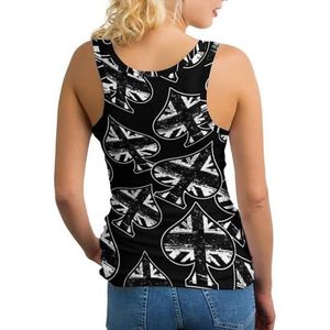 Zwarte Britse Vlag Spades Ace Poker Vrouwen Tank Top Mouwloos T-shirt Trui Vest Atletische Basic Shirts Zomer Gedrukt