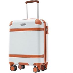 Auroglint harde schaal, ABS-materiaal koffer met TSA douaneslot handbagage, 56 x 38,5 x 23,5 cm (L*W*H), Crème & Bruin, Carry-On-20-Inch, Uitbreidbare bagage met harde schaal met spinnerwielen