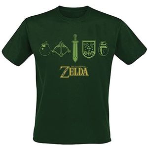 Uniseks T-Shirt met Korte Mouwen The Legend of Zelda Icons Donkergroen