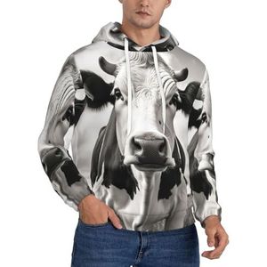 FBGHHTY Koe In Zwart-wit Print Unisex Hooded Pullover Voor Dagelijks Casual Wear Mode Warme Uitstapjes Reizen Hoodie, Zwart, XS