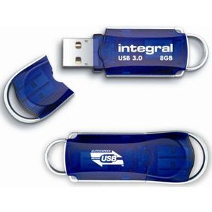Integral 8GB USB3.0 DRIVE COURIER BLUE UP TO R-80 W-10 MBS USB flash drive USB Type-A 3.2 Gen 1 (3.1 Gen 1) Blauw, Zilver