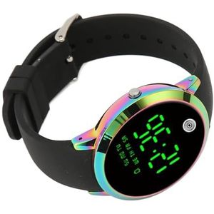 BROLEO Herenhorloge, rond kleurenscherm, stijlvol schokbestendig horloge met achtergrondverlichting voor dagelijks gebruik (groot formaat), Gekleurde Shell Zwarte Riem, Big Size, riem