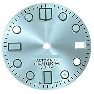 Youngran 28. 5 mm Single Calendar Watch Dial compatibel for NH35 / NH36 Bekijk bewegingsmodificatie kits groene lichtgevende polshorloge wijzerplaat leisurely (Color : Sunray Silver)