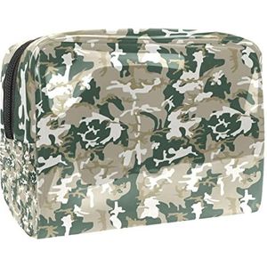 Camouflage Militaire Soldaat Patroon Print Reizen Cosmetische Tas voor Vrouwen en Meisjes, Kleine Waterdichte Make-up Tas Rits Pouch Toiletry Organizer, Meerkleurig, 18.5x7.5x13cm/7.3x3x5.1in, Modieus