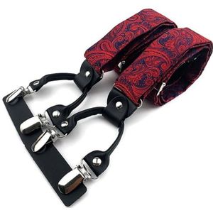 ROUZIHU Heren Y-vormige elastische band met 6 clips en verstelbare elastische band for volwassenen(Rosso)