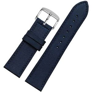 Horlogebandjes voor mannen en vrouwen, horlogeband 18-24 mm nylon echt leer splitsen waterdichte horlogeband armband zweetabsort horlogeband vervanging for wijzerplaat quartz horloge (Color : Blue Si