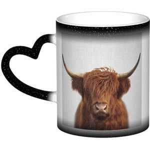 XDVPALNE Highland Cow Kleurrijk, Keramiek Mok Warmtegevoelige Kleur Veranderende Mok in The Sky Koffiemokken Keramische Cup 330 ml
