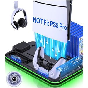 PS5 houder met 4-traps koeling en RGB LED PS5 Dual snel laadstation voor PS5 digitaal/disc, accessoires PS5 koelstation PS5 inbegrepen
