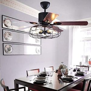 Plafondventilatoren Westinghouse Lamp Plafond Ventilator Met Afstandsbediening 5 Lamellen 5 Lampen E27 Industriële Kroonluchter Slaapkamer Woonkamer Eetkamer Semi-Inbouw Ventilator Plafondlamp Vintage