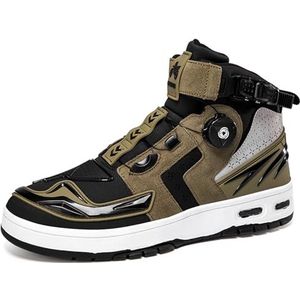 Hiuzylqx Leren motorlaarzen voor heren, casual ademende powersportschoenen met enkelondersteuning, antislipzool en versnellingspookhendel,Apricot,37 EU