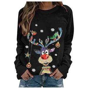 Kersttrui voor dames, Merry Christmas sweatshirt, grappige Rudolph rendierprint, katoen, Kerstmis, Kerstmis, Xmas, pullover, tienermeisjes, ronde hals, lange mouwen, bovenstuk, sweatshirt, #02-grijs Kersttrui voor dames, Merry Christmas sweatshirt, grappige Rudolph rendierprint, katoen, Kerstmis, Kerstmis, Xmas, pullover, tienermeisjes, ronde hals, lange mouwen, bovenstuk, sweatshirt, #02-grijs