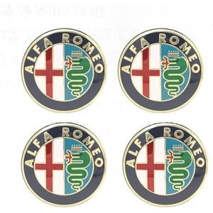 SJZZJMZ 4 stuks auto wielnaafdoppen voor Alfa Romeo Giulia Stelvio Giulietta Mito 159 147 156 166 60mm auto wielnaafdoppen vervangende naafdoppen stickers A