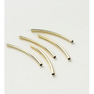 20st 15-35mm 14K/18K goudkleurig messing lange gebogen buiskralen accessoires voor armband sieraden maken benodigdheden-14K goud-25mm