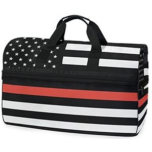 USA gestreepte vlag zwart sport zwemmen gymtas met schoenen compartiment weekender duffel reistassen handtas voor vrouwen meisjes mannen